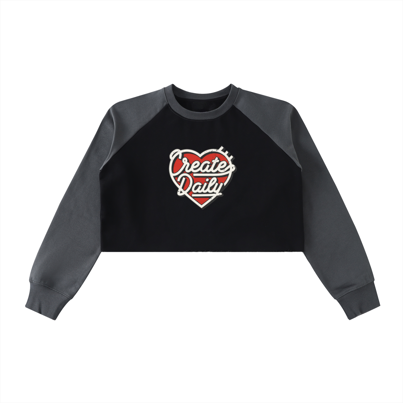 CD03 Heart Womens Crop Sweatshirt