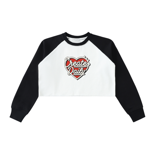 CD03 Heart Womens Crop Sweatshirt